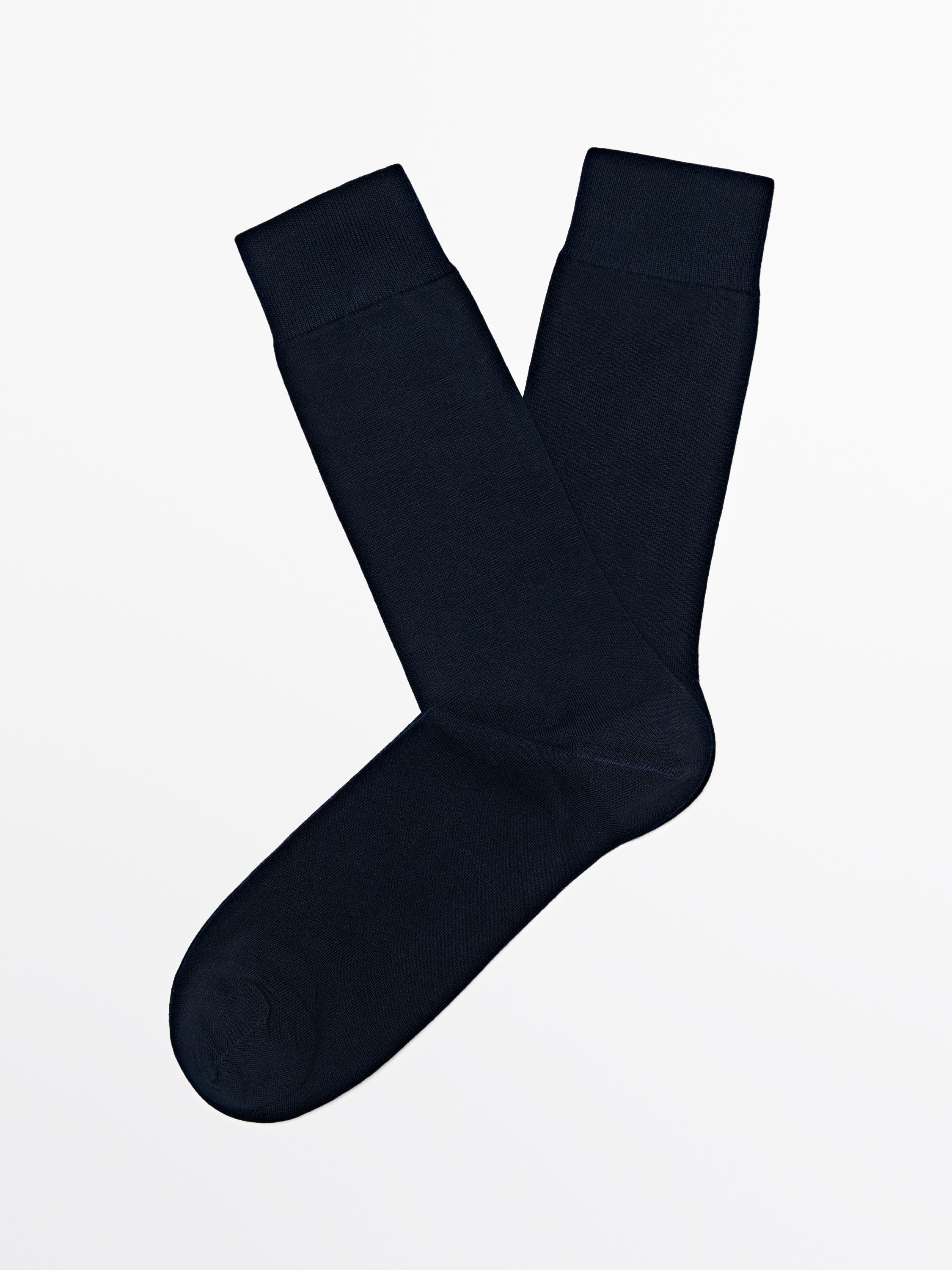 Chaussettes unies en maille de coton mélang